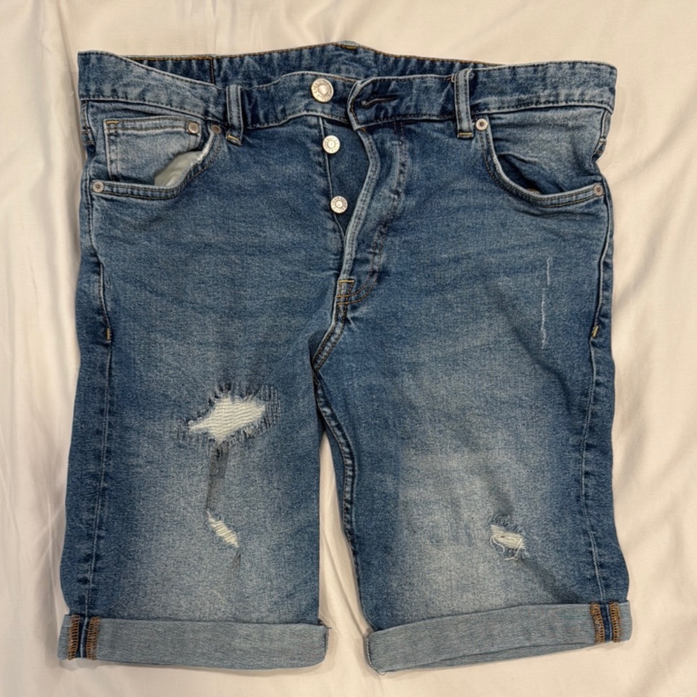 Distressed Denim Shorts
